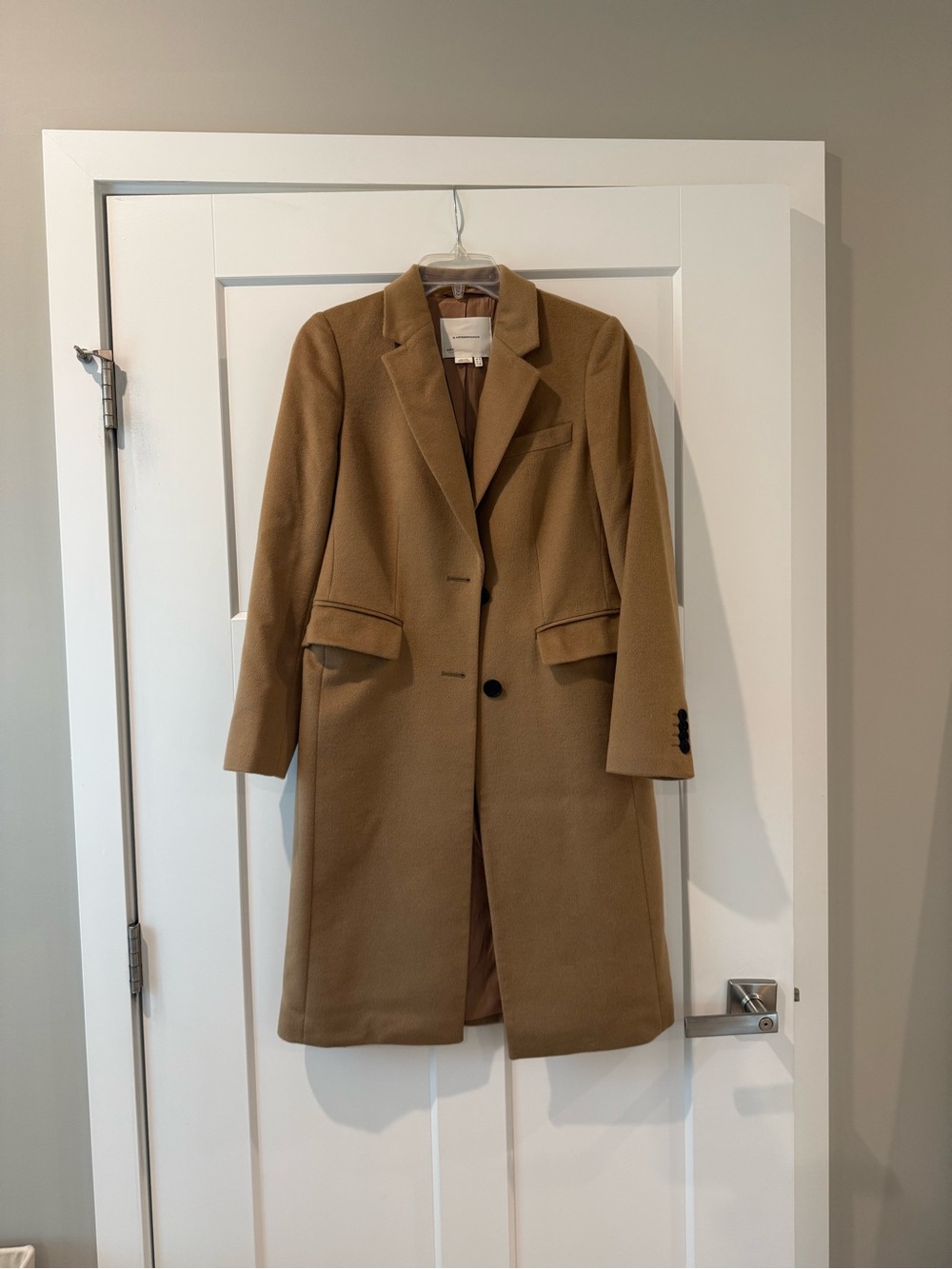 Anthropologie Camel Wool-Blend Trench Coat